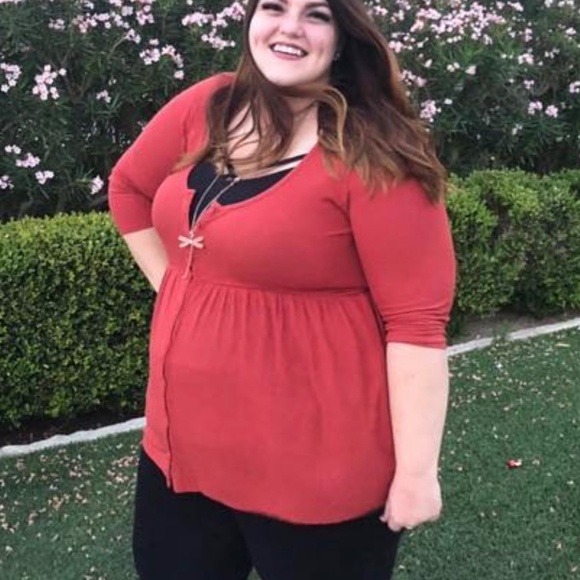 Torrid blouse desert coral color, 3/4 sleeve - Picture 3 of 4